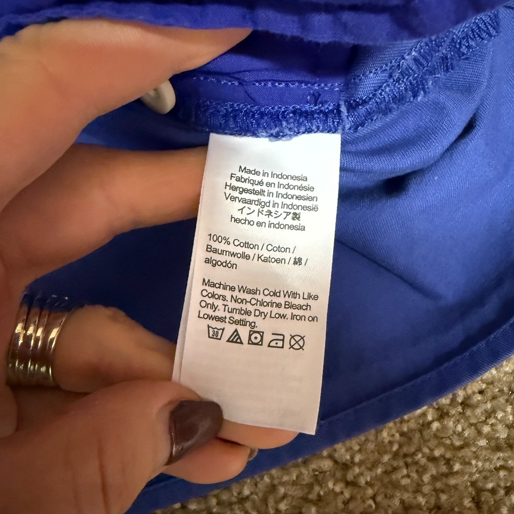 Madewell Shirt Dress Womens Small Royal Blue Cotton Preppy Side Slits Button Up - Picture 12 of 13